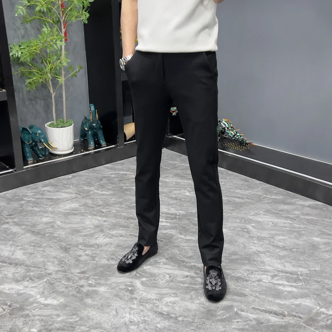 新品秋冬男士保暖抓绒毛呢修身小脚裤时尚百搭商务休闲裤