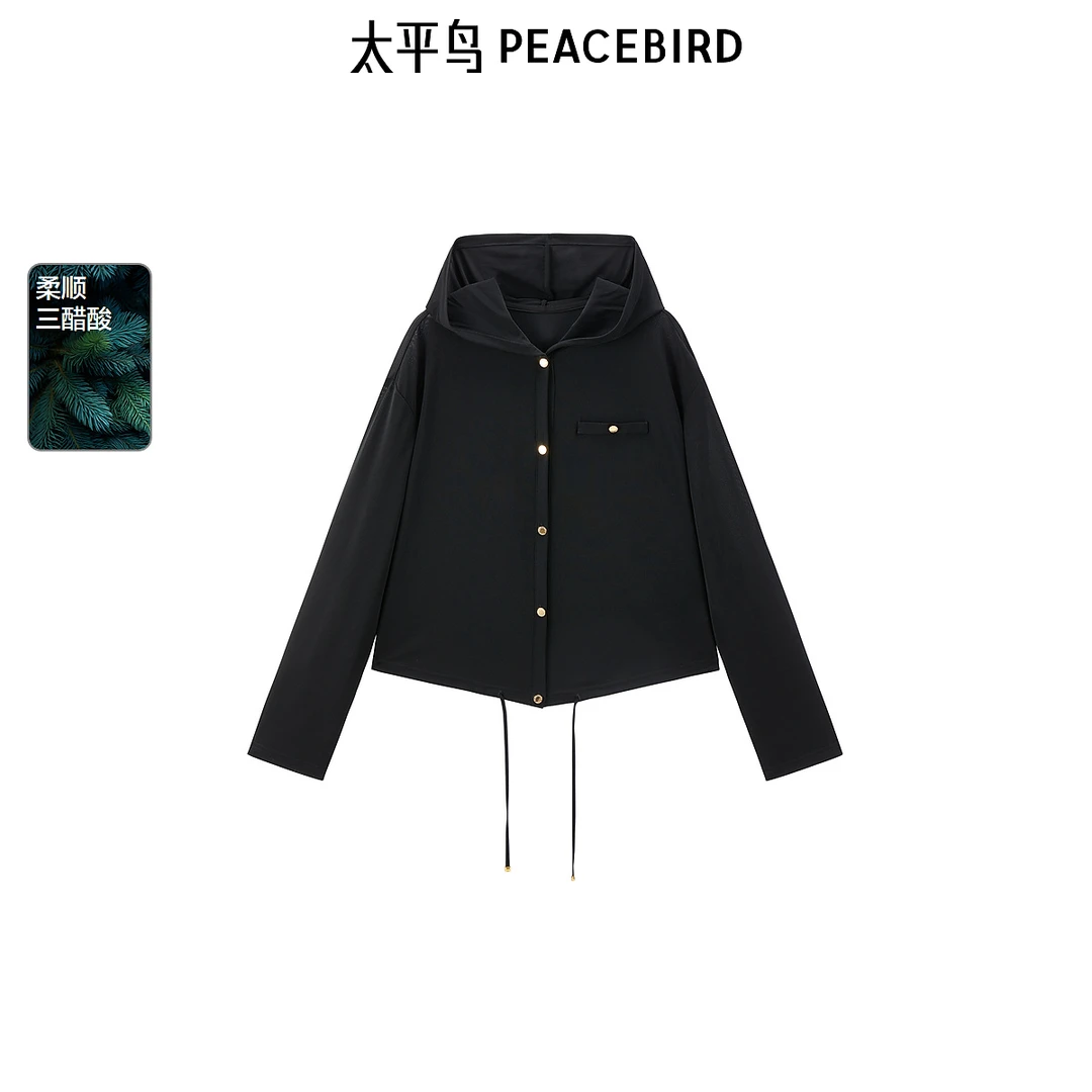 *【商场同款】太平鸟女装2025年夏季新款三醋酸长袖T恤A1CPF2147