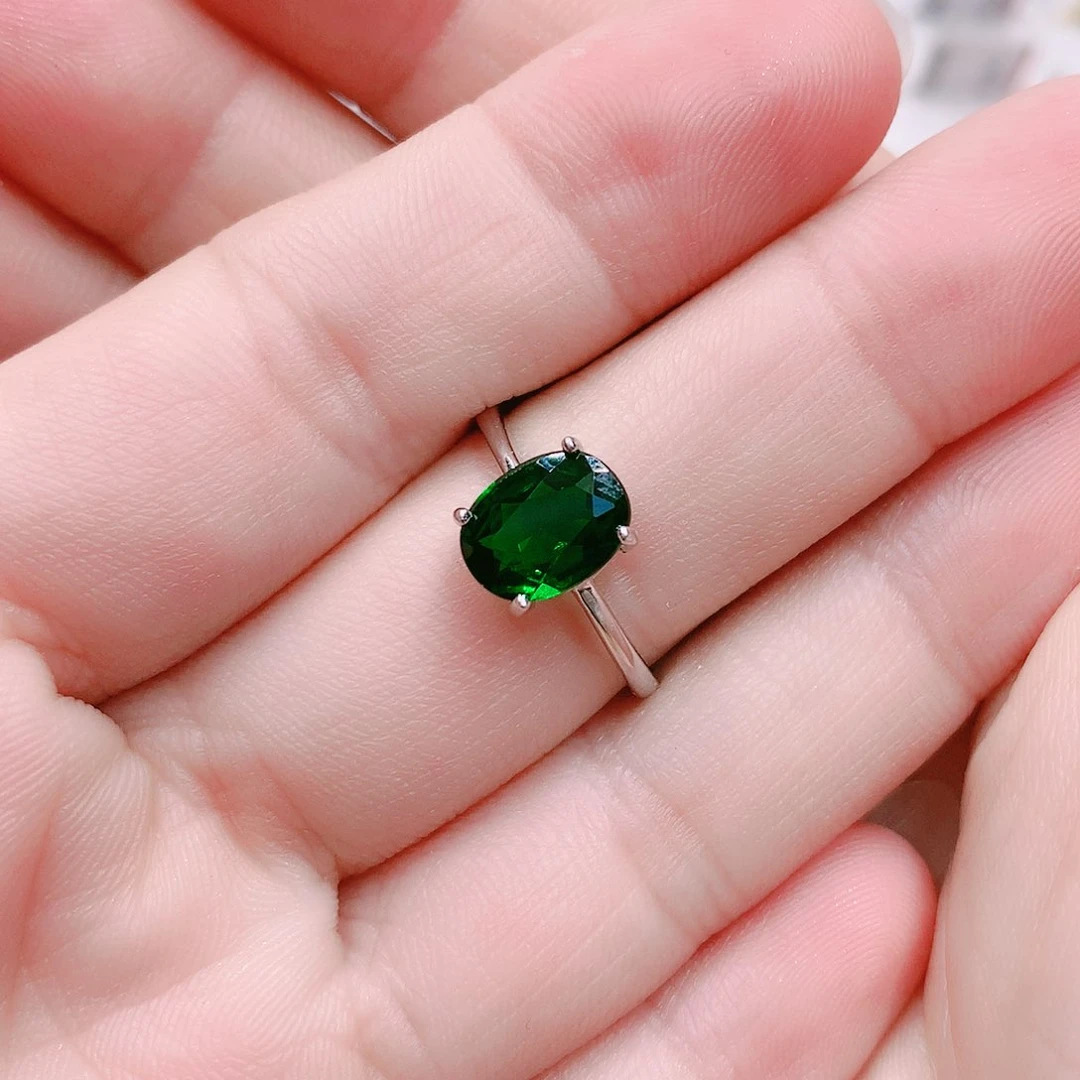 透辉石戒指银S925镶嵌