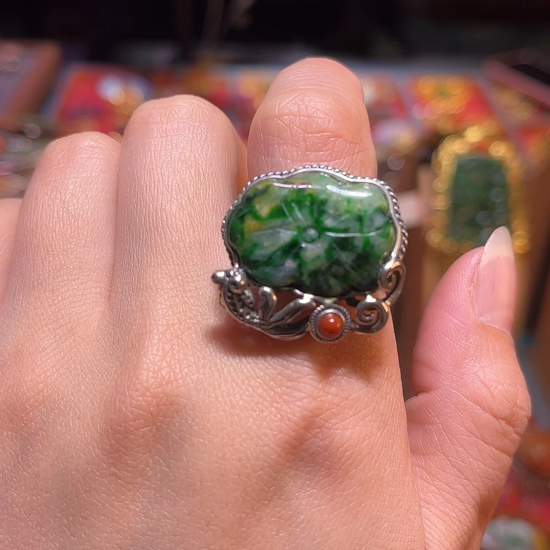 翡翠银S925镶嵌戒指