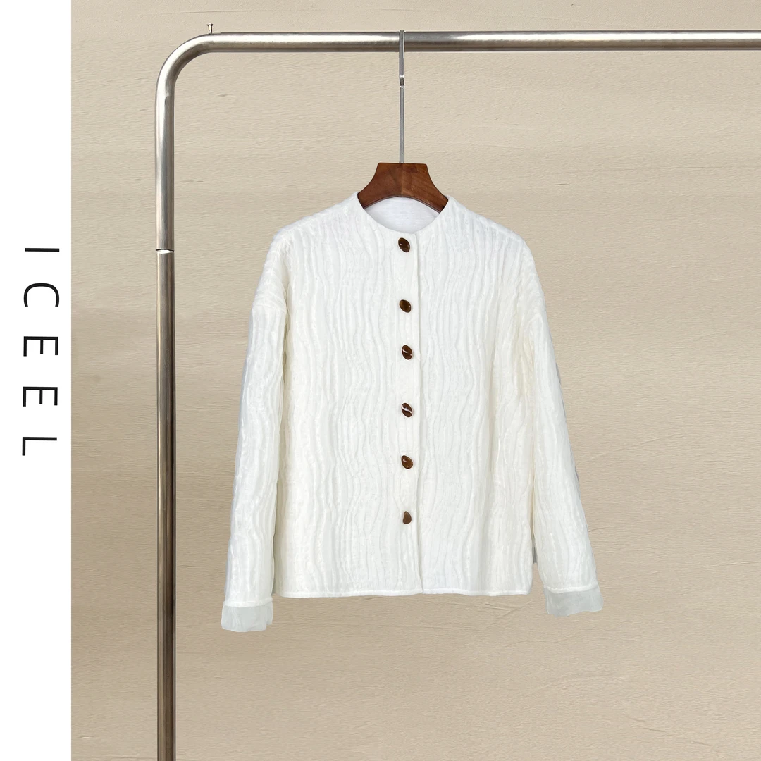 原创轻奢欧根纱阔太高档白色开衫外套女春季新款贵妇加厚百搭上衣