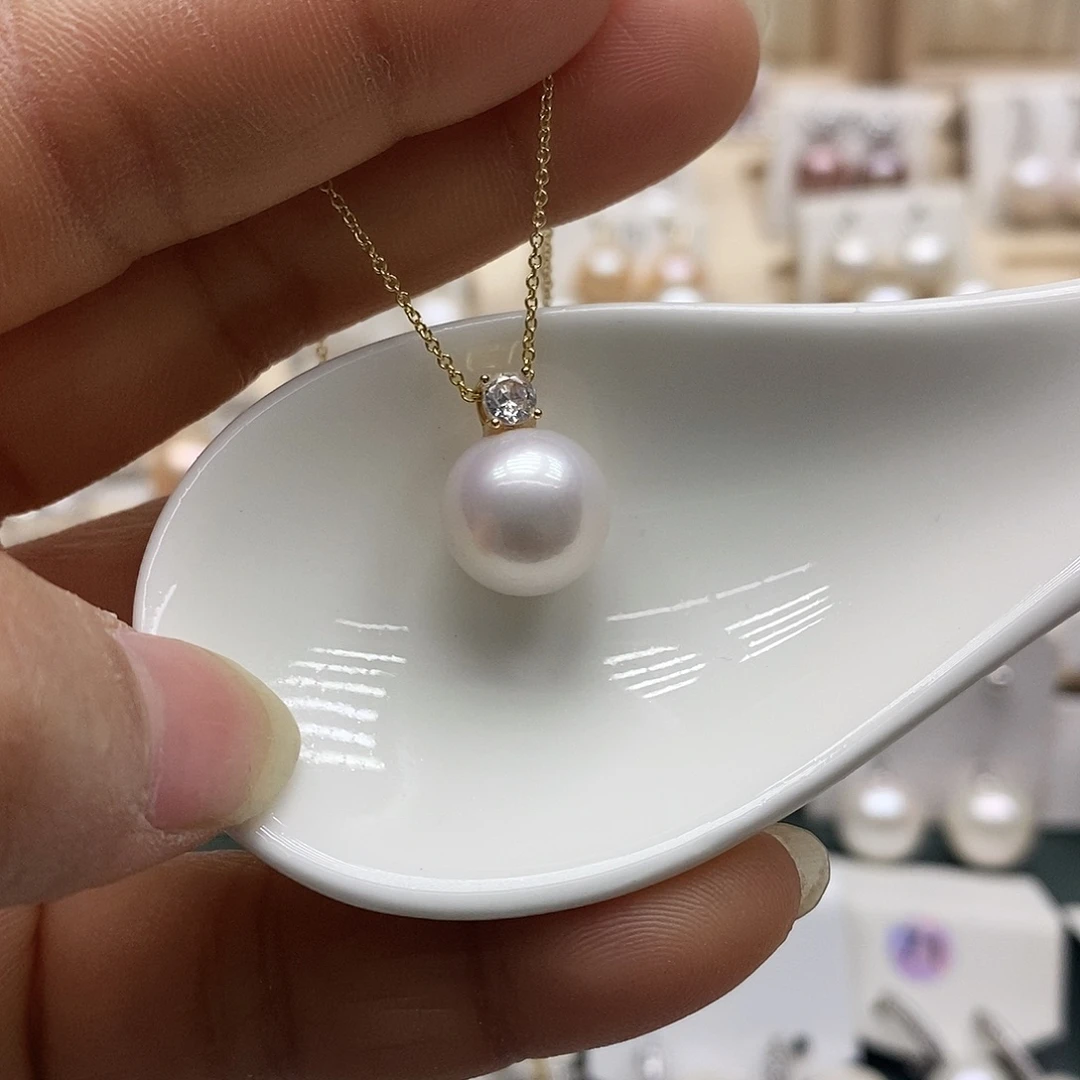 ᵃ***颈饰淡水珍珠银S925镶嵌