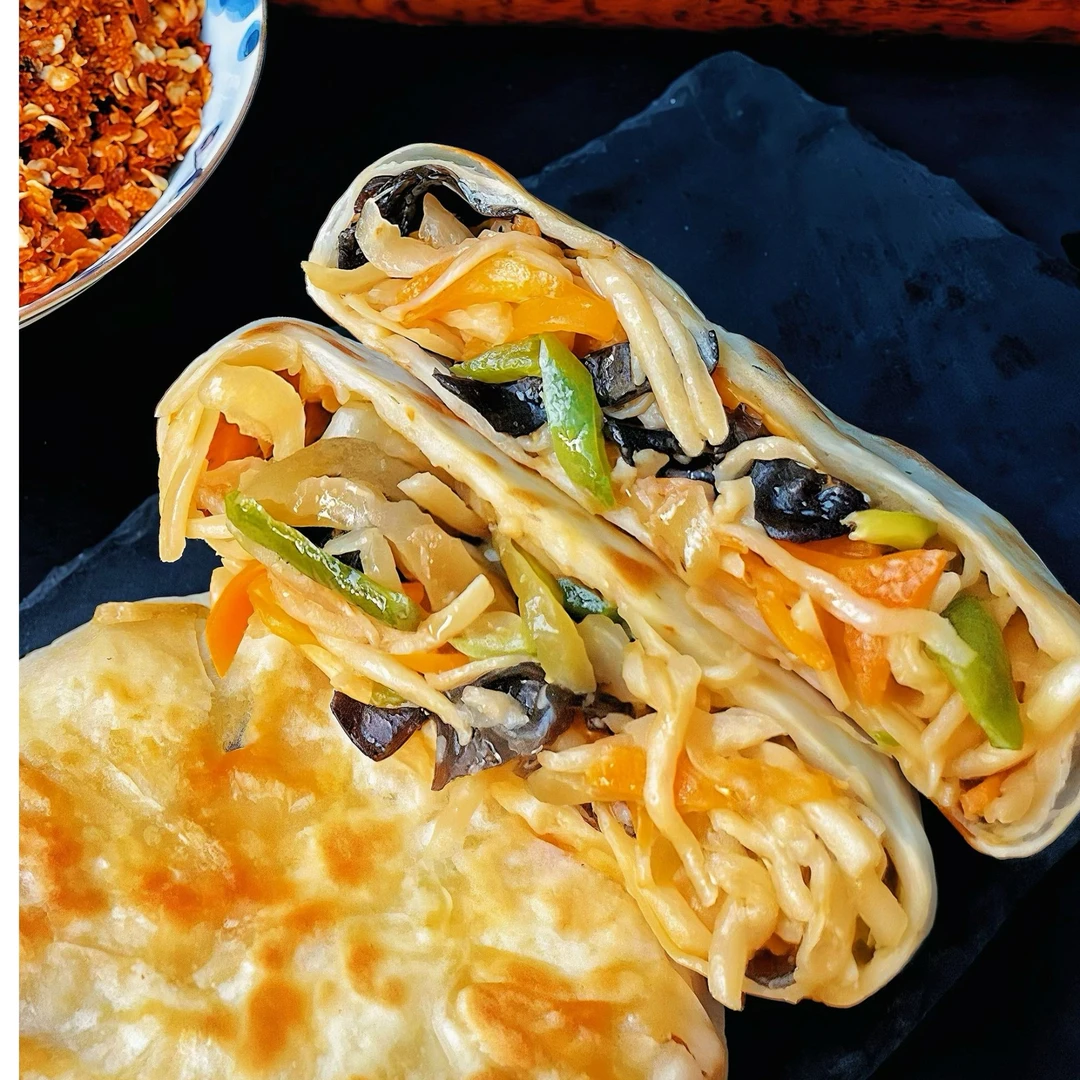 纯手工制作 茭白素三丝馅饼 纯素煎饼儿童营养半成品早餐