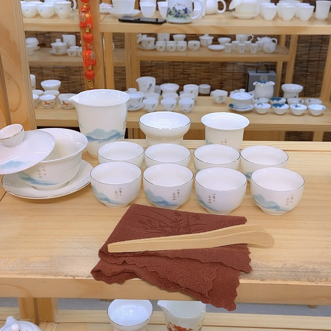 羊脂玉瓷茶具套装