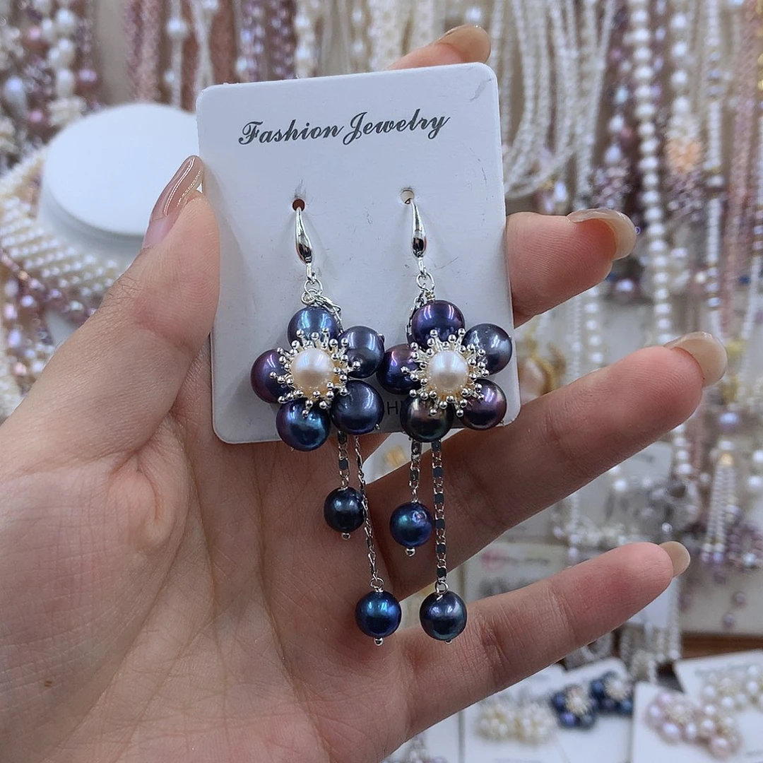 项链银S925镶嵌淡水珍珠