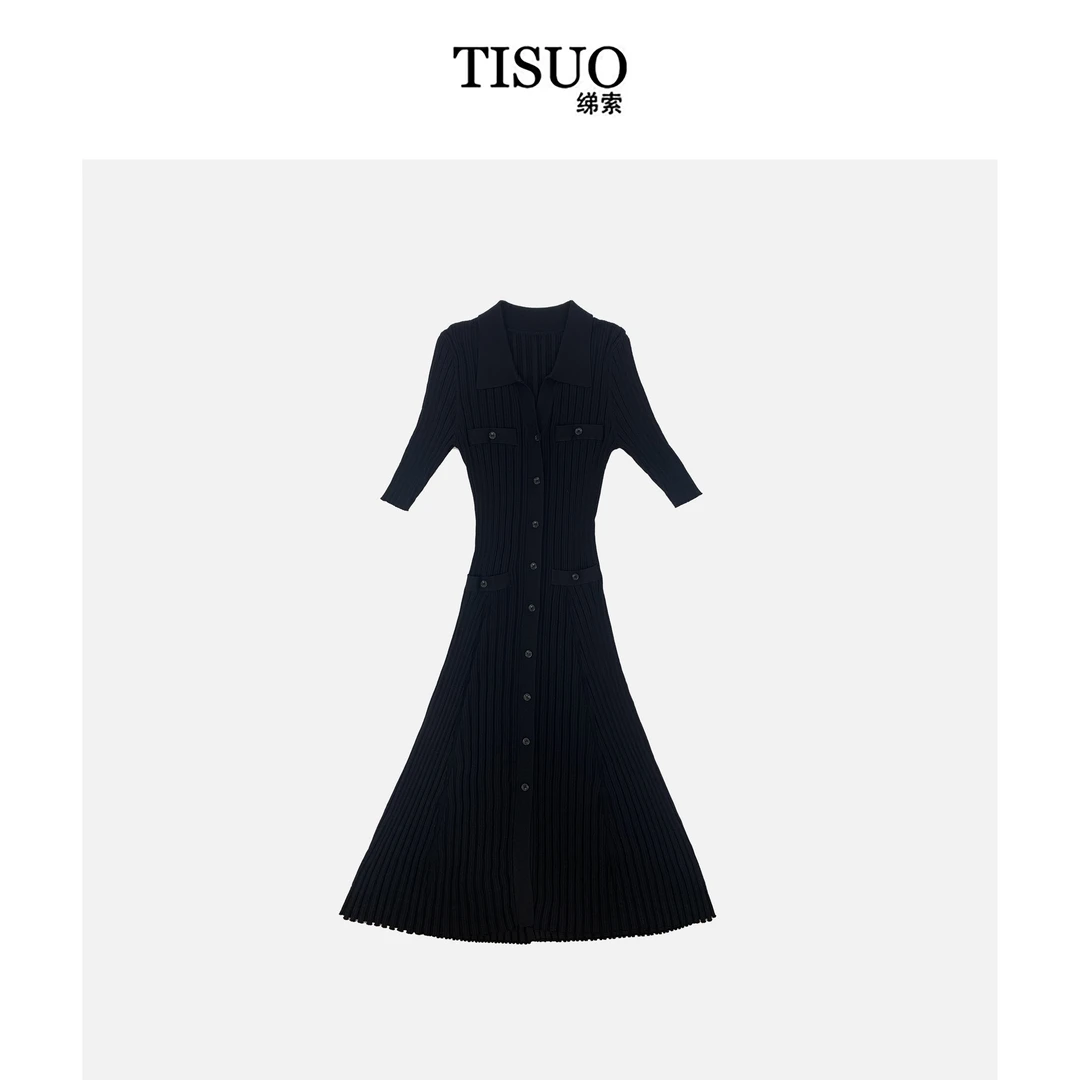 TISUO/绨索POLO领针织连衣裙 TS304016