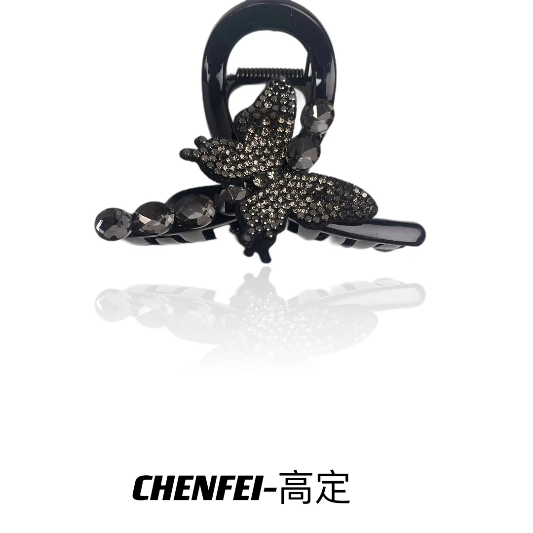 A约8cm蝴蝶抓夹女潮流新款高级感盘发夹气质鲨鱼夹子头饰发卡2386