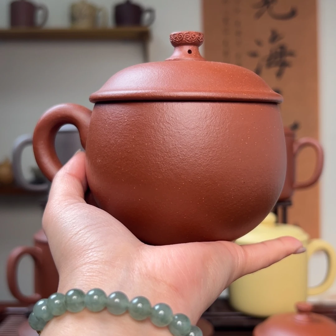 茶杯紫砂凯****）微瑕紫砂盖杯红降坡