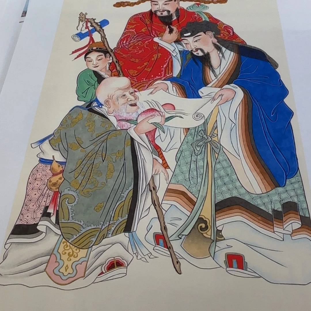 国画福禄寿三星作品