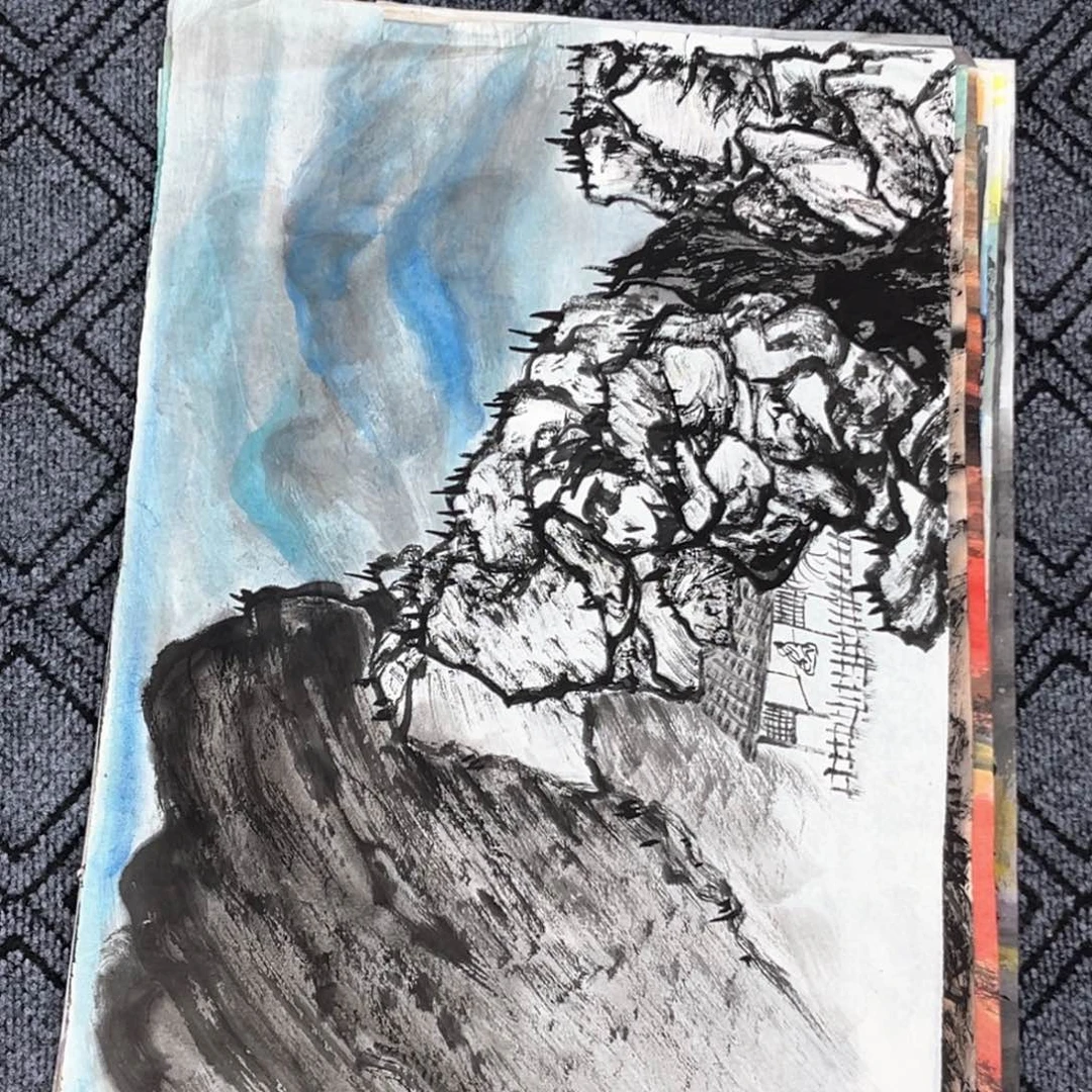 国画李君美老师四尺三开冯
