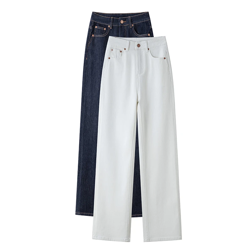 高个子加长白色直筒牛仔裤女175超长高腰窄版阔腿裤大码拖地长裤