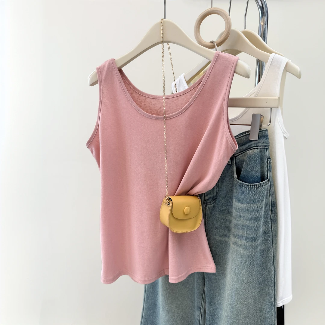 卡莲格/雪花棉吊带背心T恤女夏季款外穿遮肉打底内搭无袖薄款上衣