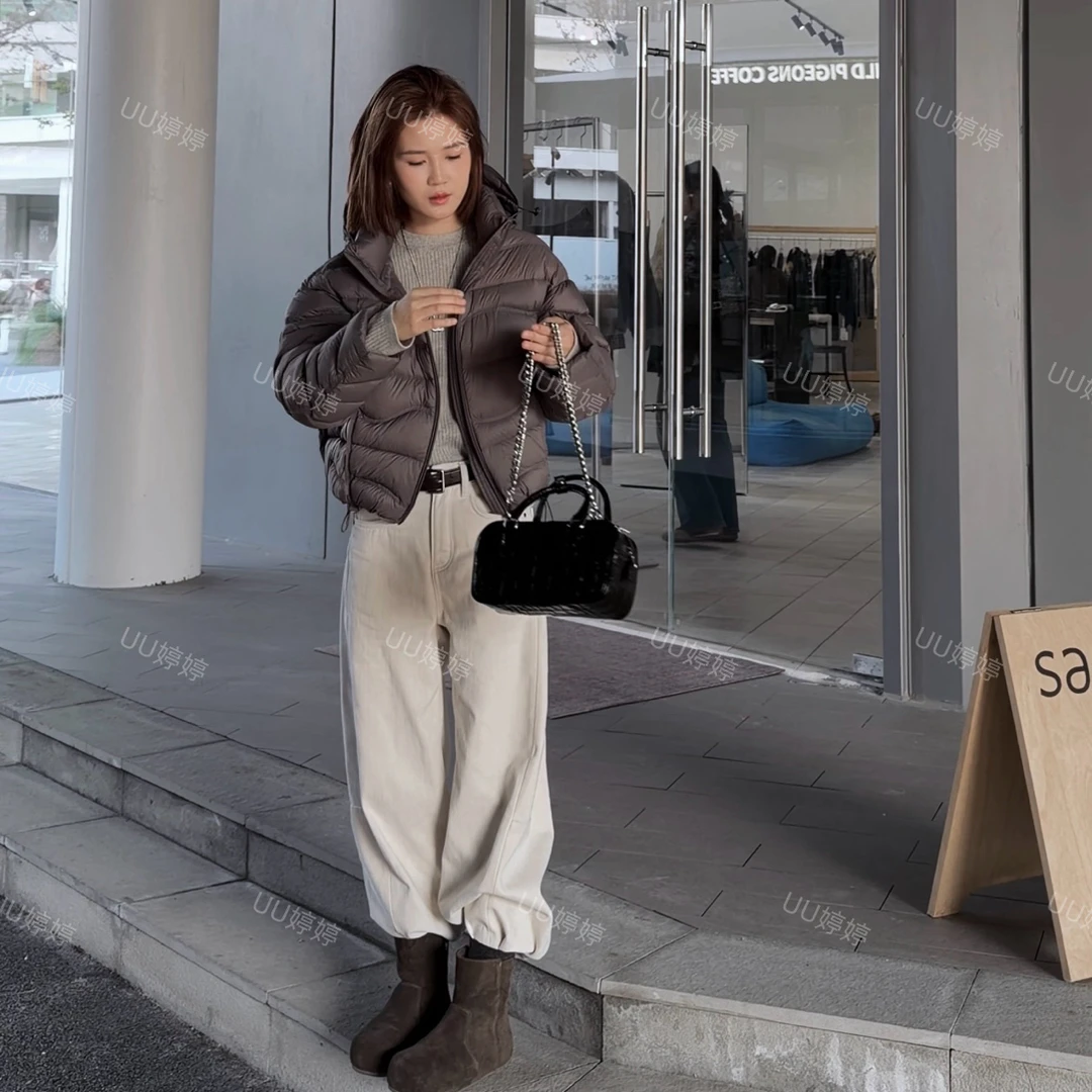 112418 冬季时尚短款连帽拉链羽绒服