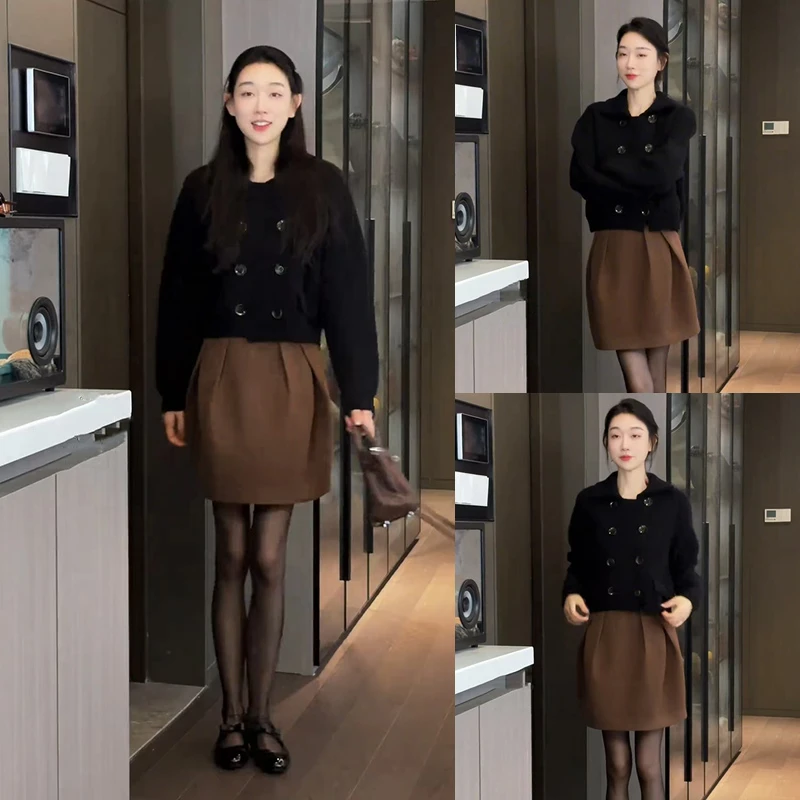 时尚套装女2025新款洋气百搭长袖上衣休闲半身裙两件套