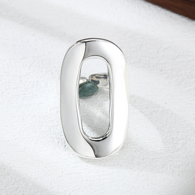 925银戒指 简约光面方形戒指 男女同款开口戒指