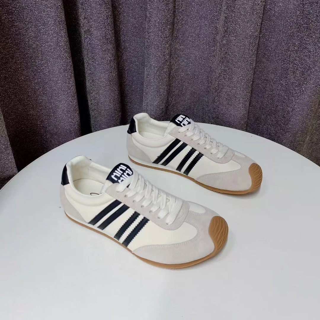 C6730 米黑  夏季时尚圆头系带休闲运动鞋女士德训鞋