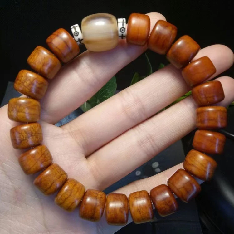 铜合金布艺手链 西藏牛骨手串做旧牦牛骨手串桶珠骨质佛珠手链