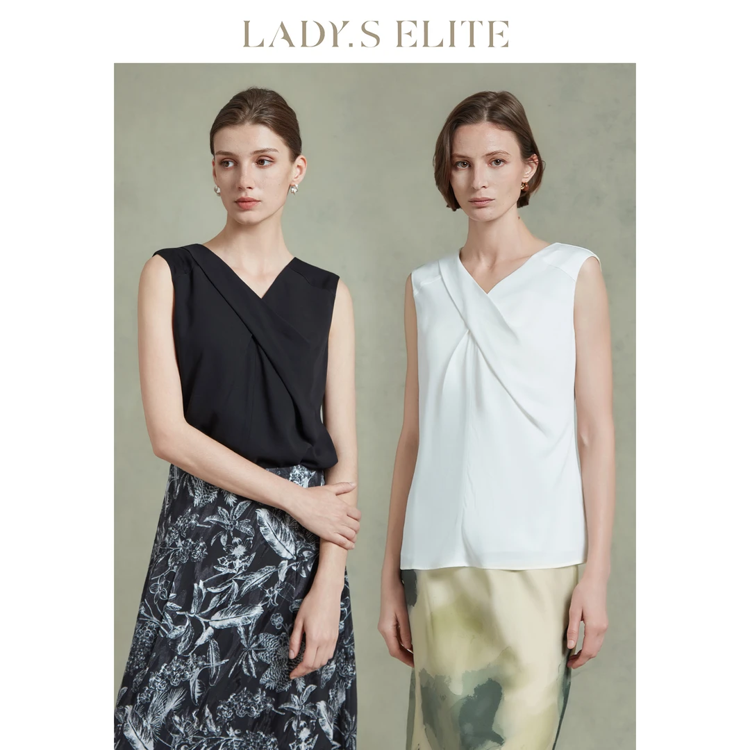 LadySElite/慕裁 无袖纯色衬衫气质女士上衣2025夏季新款轻薄衬衣