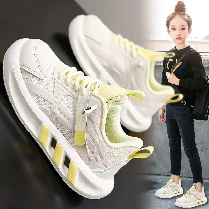 阿童木女童运动鞋秋季2025新款学生中大童网面透气小白休闲鞋男孩
