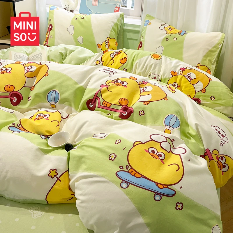 MINISO/名创优品墩墩鸡全棉四件套床单被套被罩2024新款床上用品