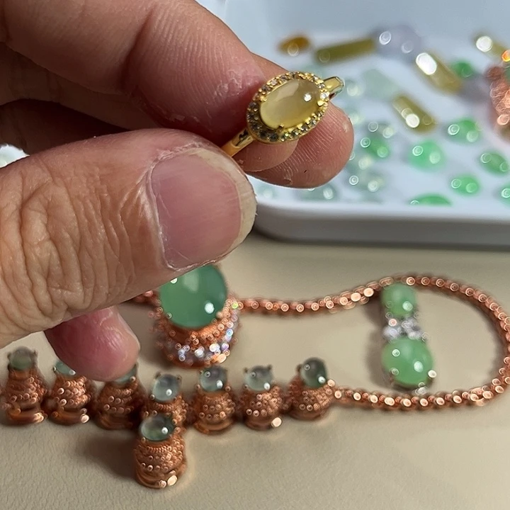 翡翠银S925镶嵌戒指