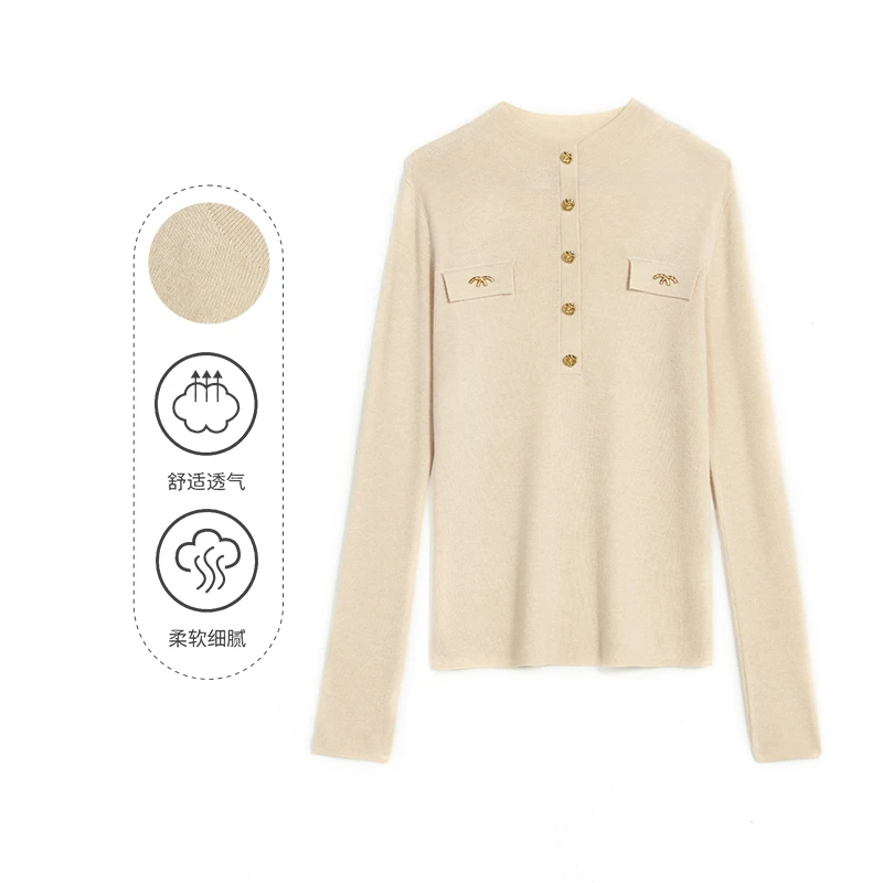 羊毛衫女长袖修身秋冬新款显瘦气质柔软亲肤针织打底衫百搭毛衣