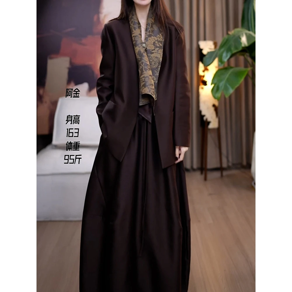 高级轻奢优雅气质套装2025秋季新款通勤时尚百搭显瘦外套+半身裙