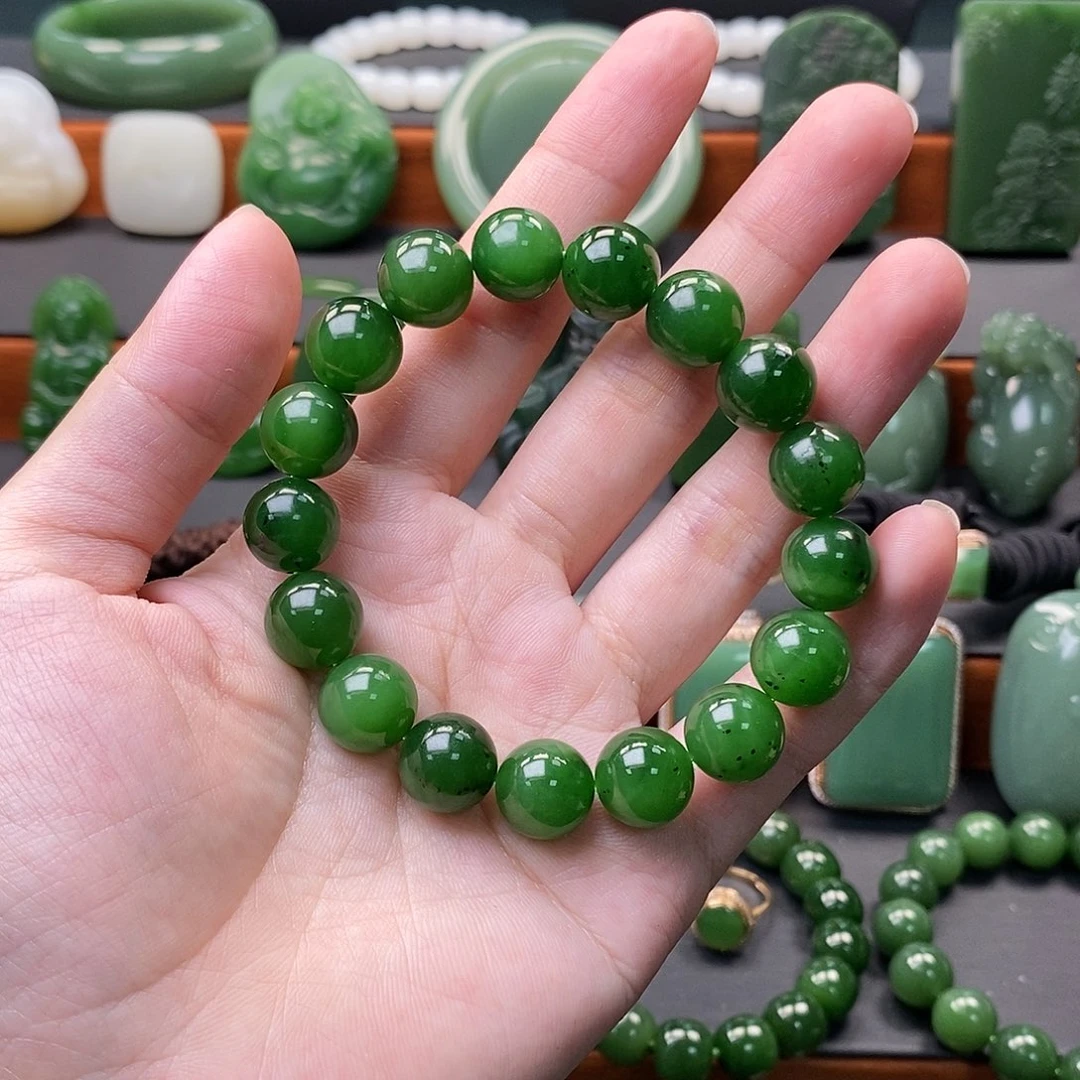 手链未镶嵌和田玉小**人碧玉手串