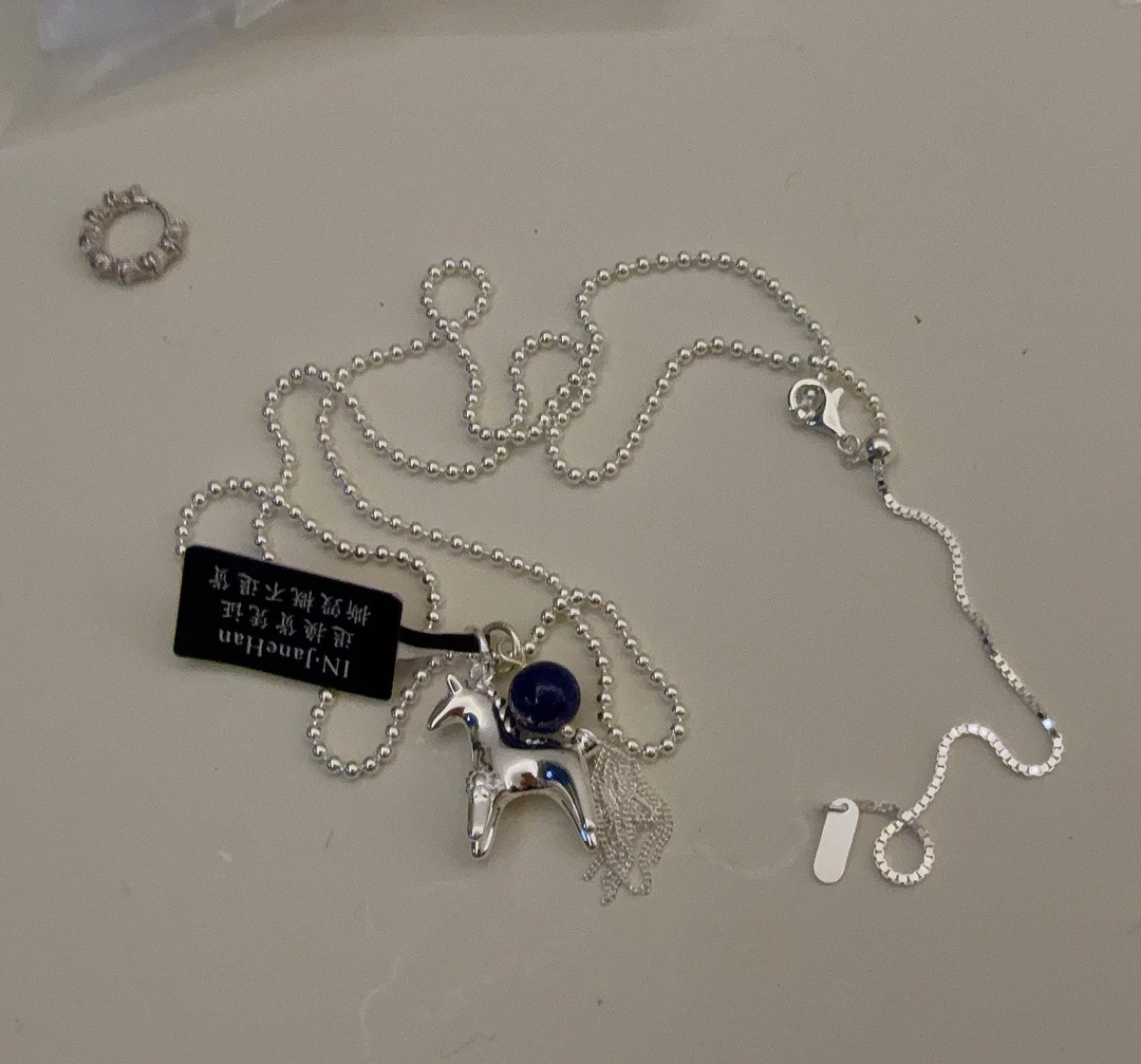 坠链均925银 925银 万马奔腾项链