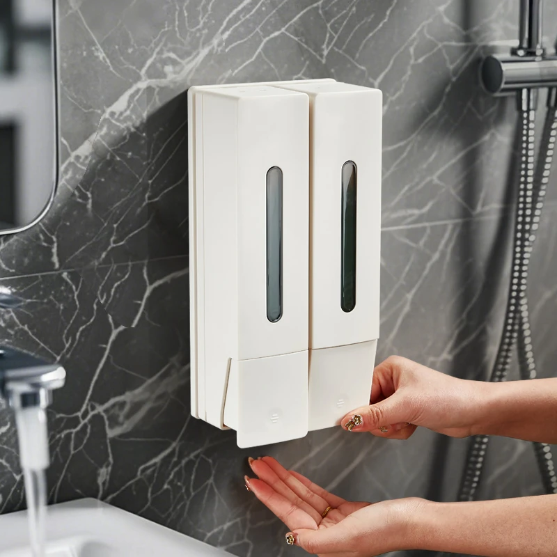 免打孔壁挂式洗发沐浴露盒按压式洗手液挂墙器宾馆卫生间洗洁精盒