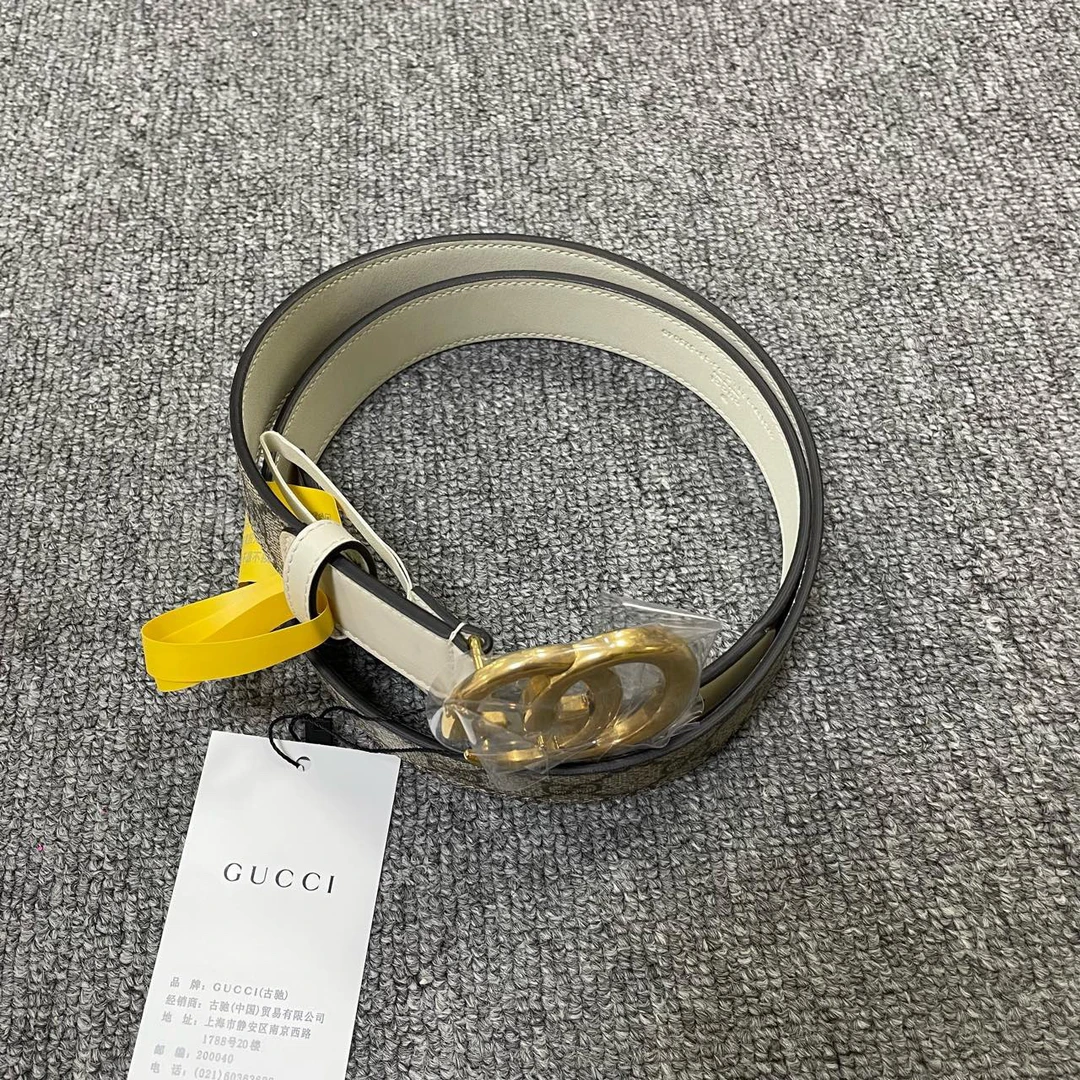 全新未使用 GUCCI/古驰 (有盒)双G带扣窄版腰带 114*3cm/7943