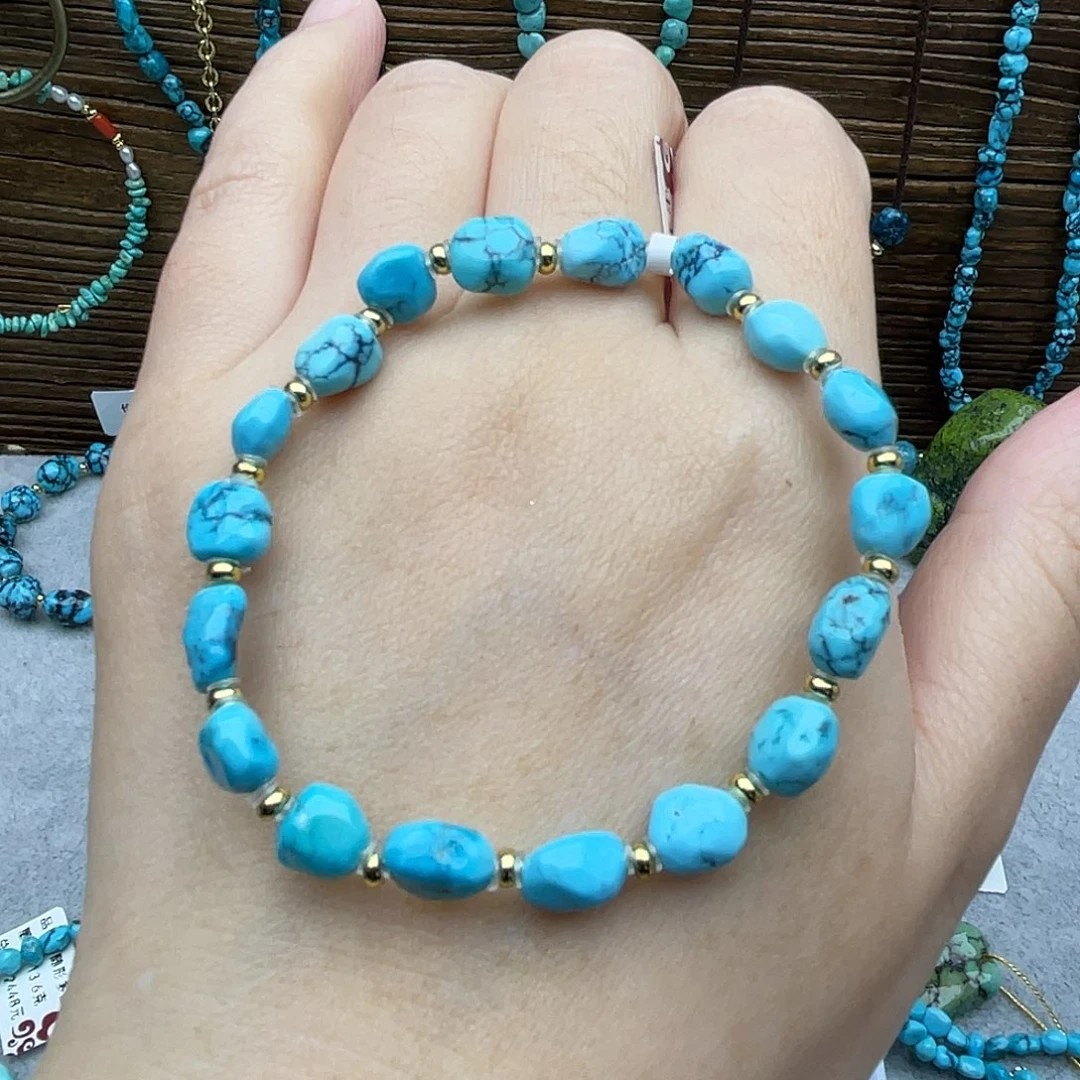 绿松石未镶嵌珠宝奇石高瓷蓝随行单圈