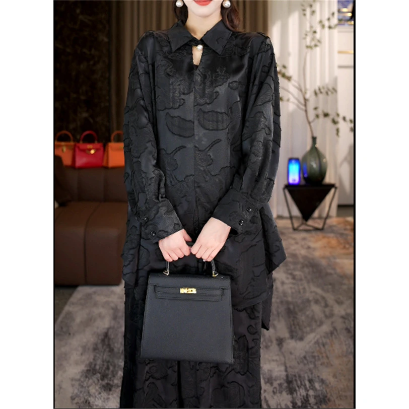 春夏新款春款黑美人时尚高级感爆款洋气显瘦上衣裤子套装-9998