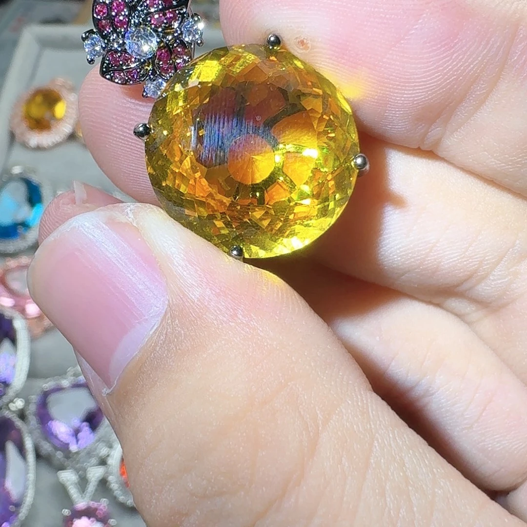 托帕石耳饰银S925镶嵌