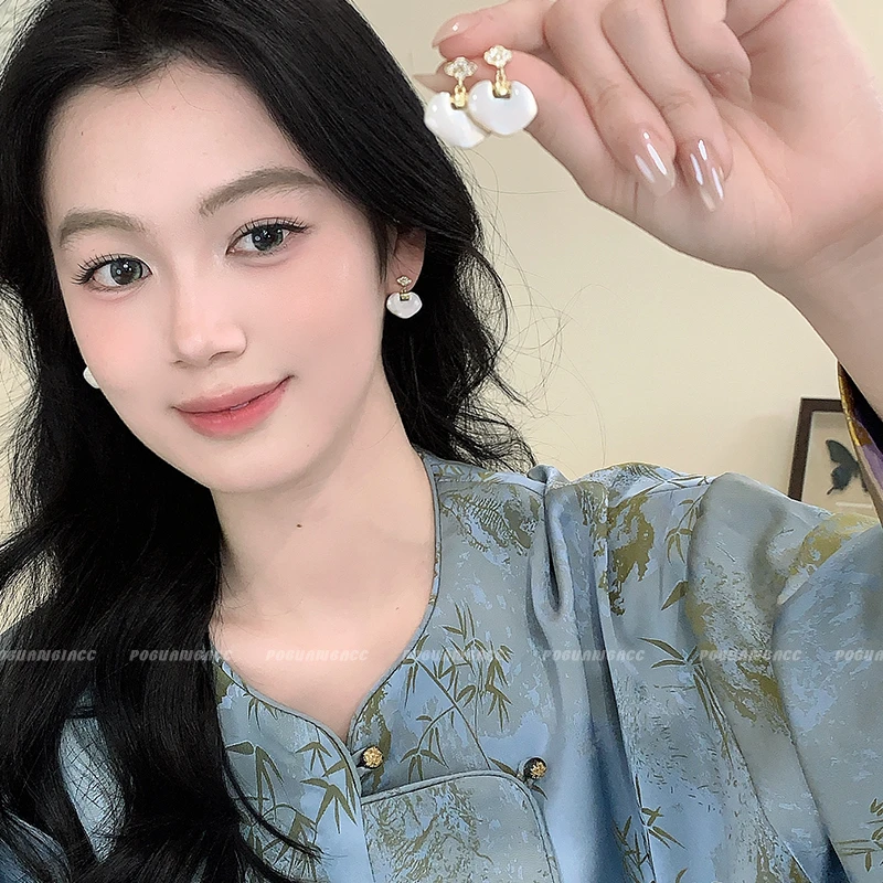 合金贝壳耳饰 EH153中式如意祥云耳钉小众设计感时尚个性独特耳饰
