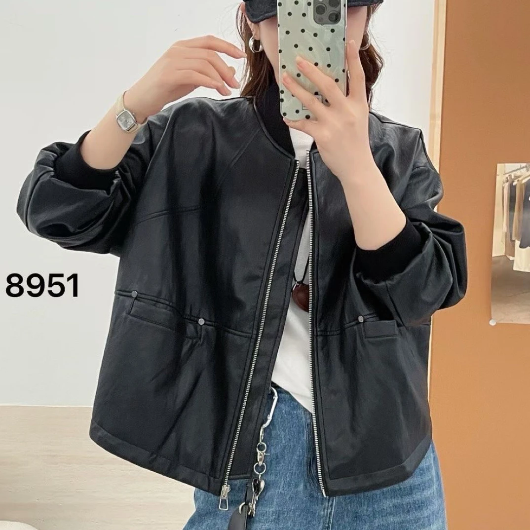 秋季显瘦长袖皮衣春季复古港风厚款短款连帽百搭宽松韩版宽松外套