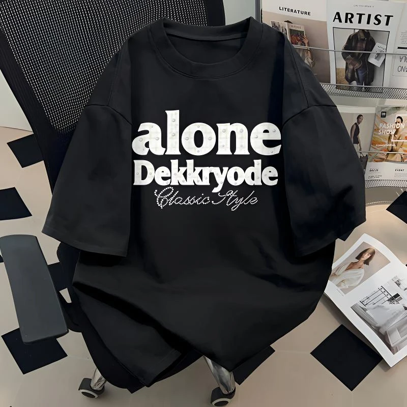 jtrt美式潮牌圆领短袖t恤男女情侣款夏季字母印花宽松半袖上衣服