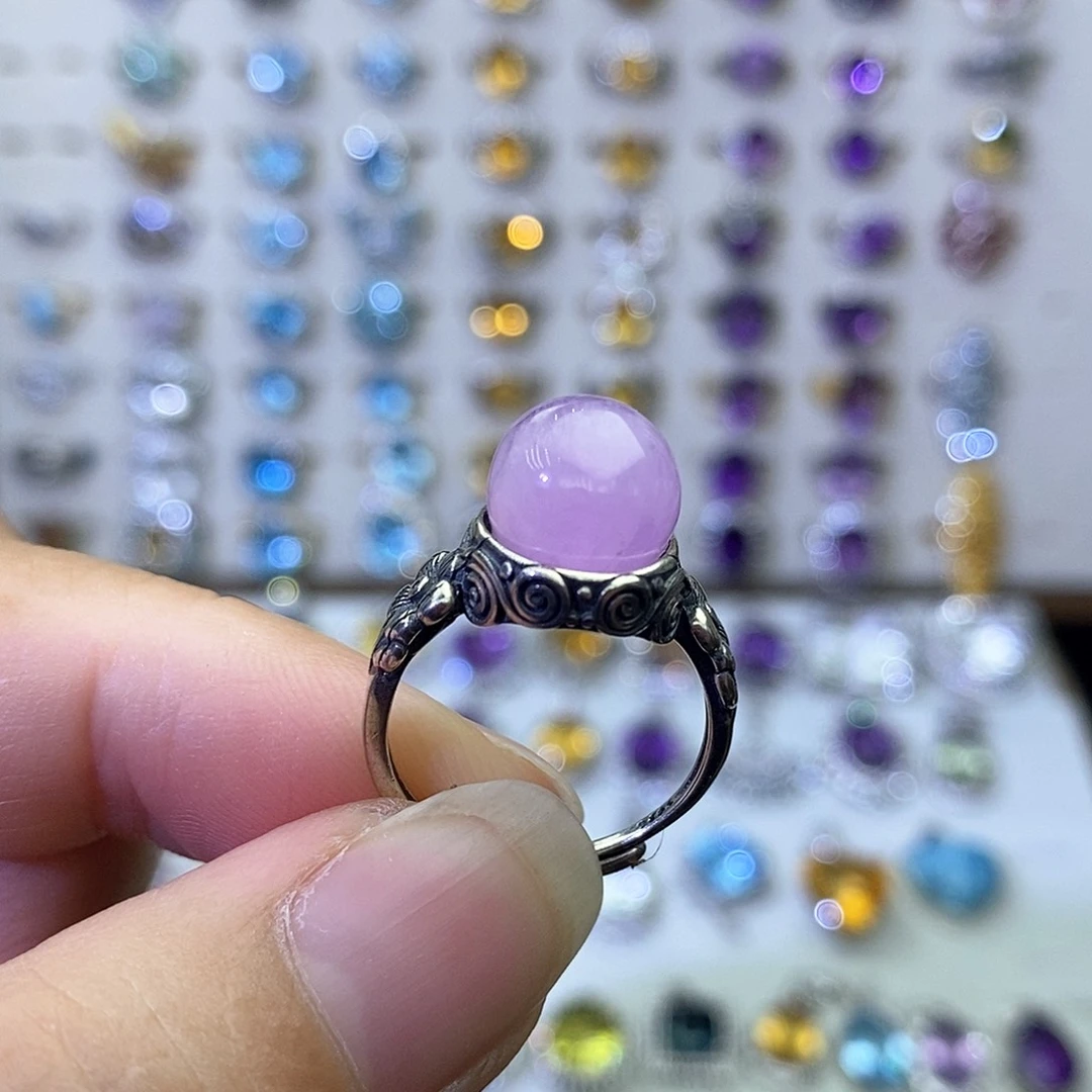 银S925镶嵌锂辉石戒指不含证书