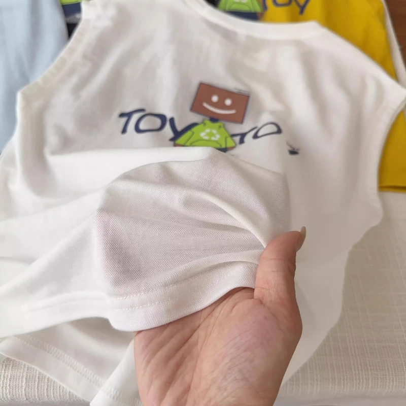 男童夏季纯棉无袖坎肩背心新款中大儿童韩版卡通宽松薄款T恤上衣