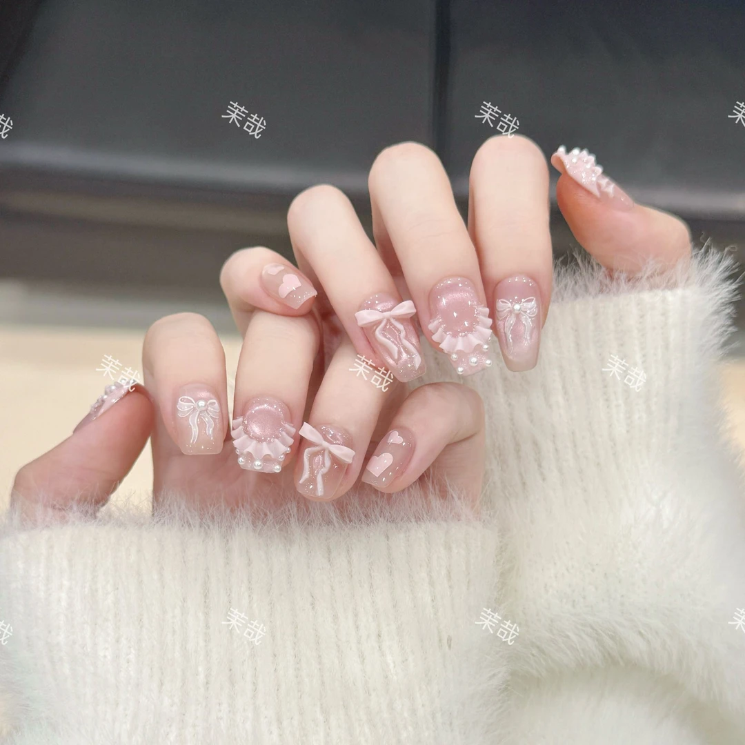 茉哉【海派甜心】纯手工定制美甲拆卸穿戴甲A4172