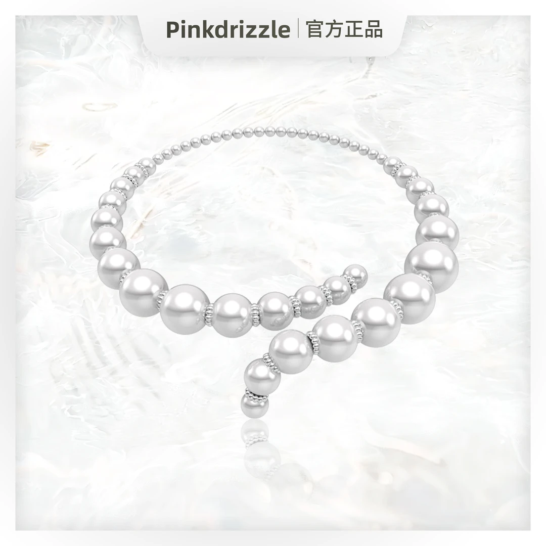 Pinkdrizzle 铜合金仿珍珠项链 喀纳斯之眼珠珠项圈饰品小众设计