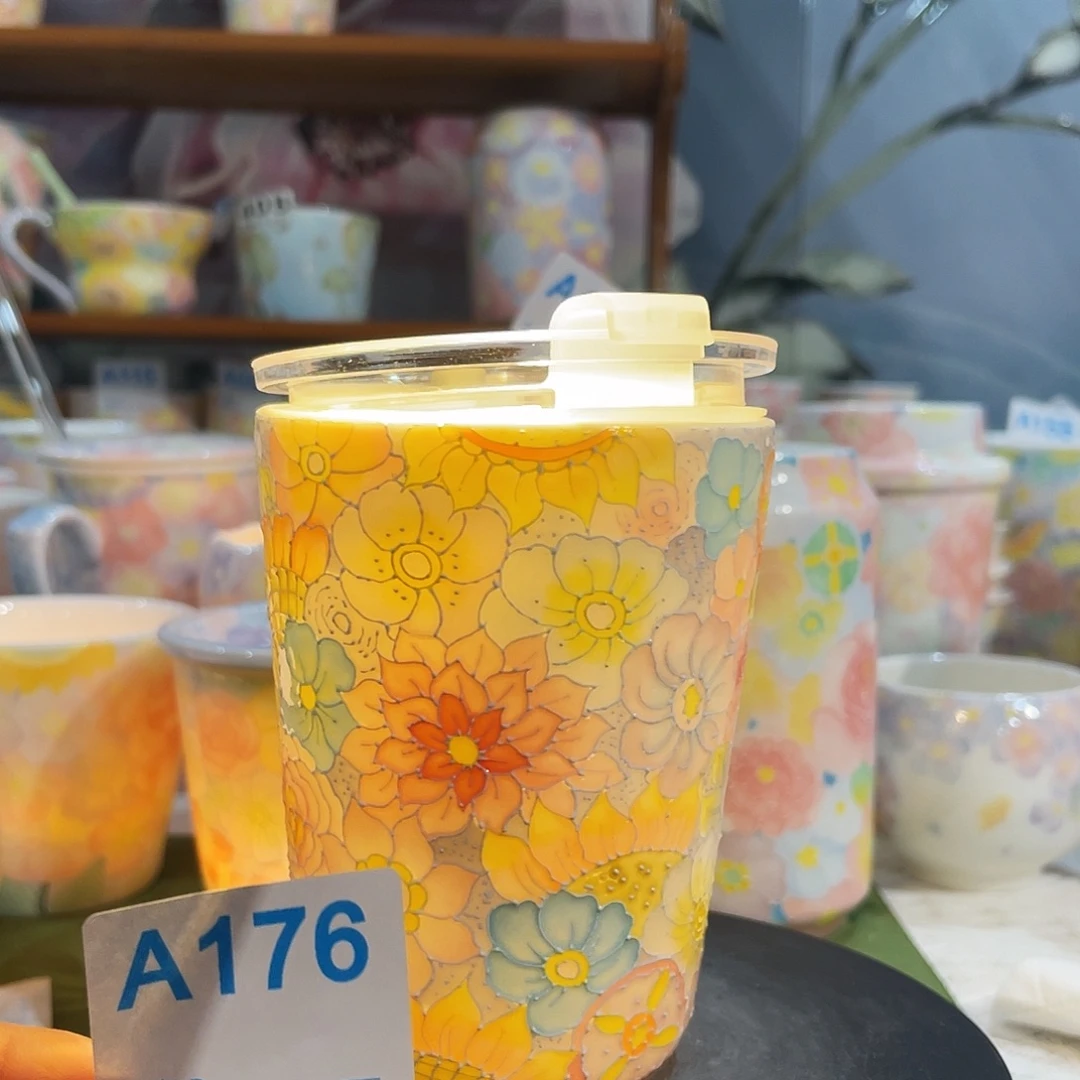 陶瓷双饮款玉泥万花随行杯