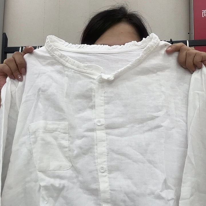 八***粥花边领白色上衣不退换