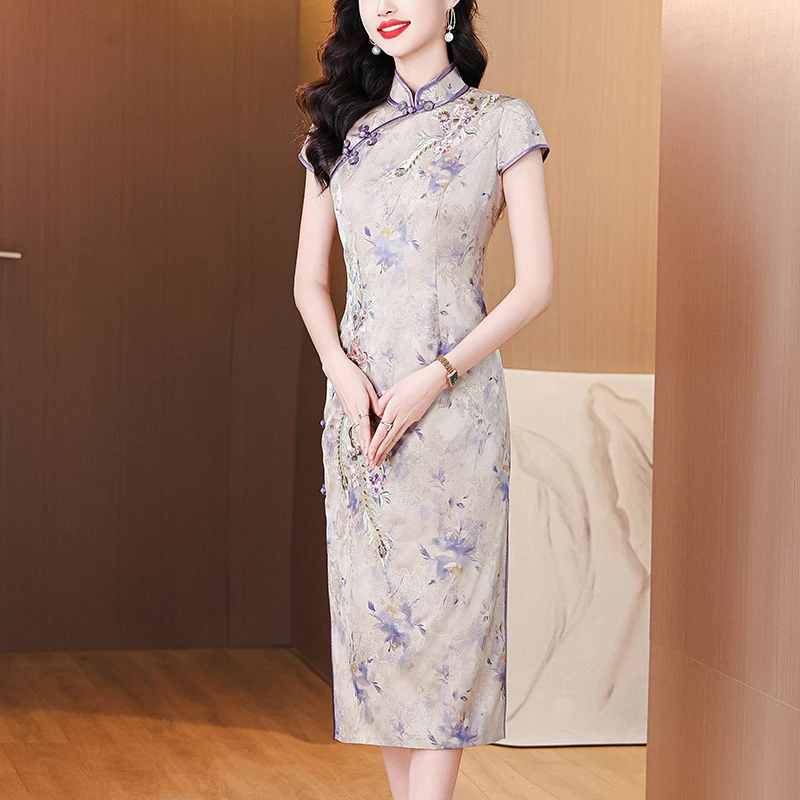 高端女款上档次连衣裙女旗袍婚礼妈妈婚宴礼服喜婆婆装敬酒中长款