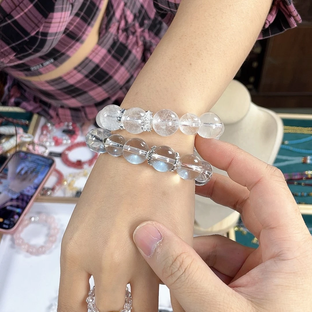 水晶手链银S925镀金镶嵌