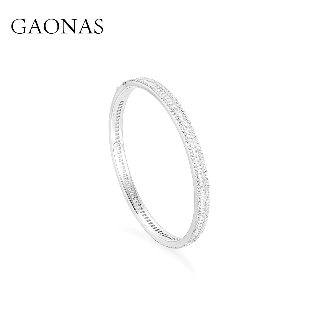 GAONAS 合成锆石手镯 白色经典时尚百搭T方手镯11429SW