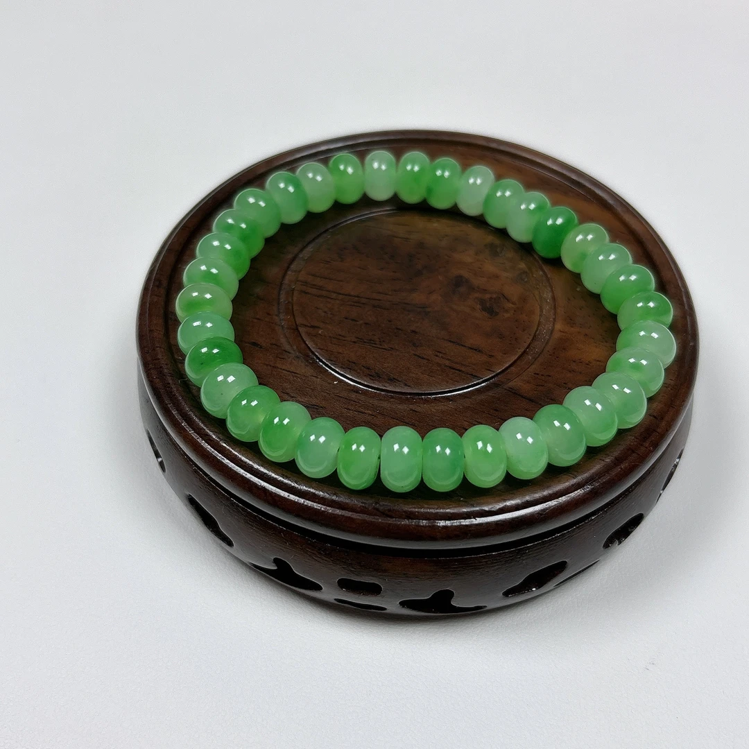 卡8缅料飘绿算盘珠手串-多样性发一串