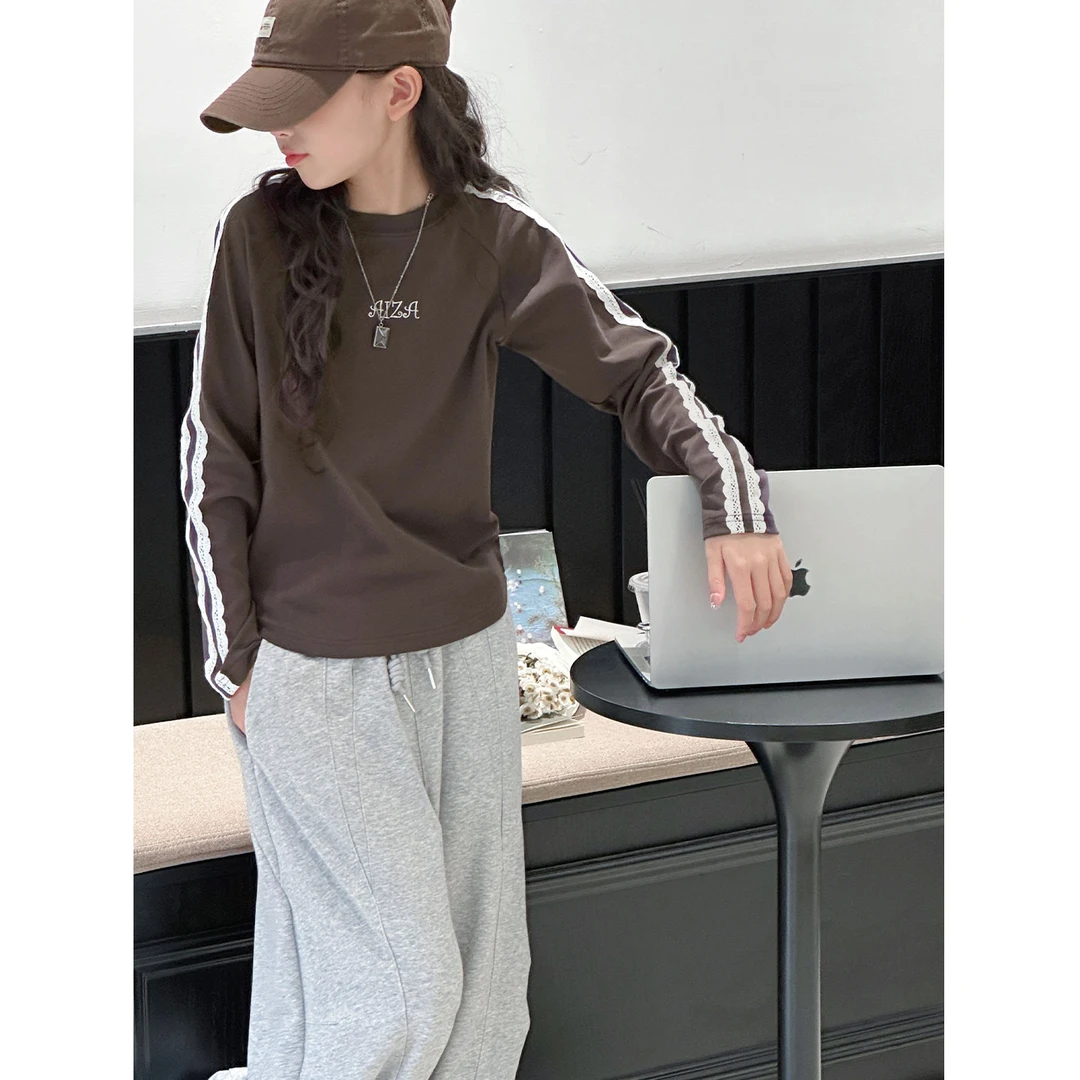 K29591孙小美花边女童长袖T恤2025秋装新款儿童上衣女大童春秋潮t