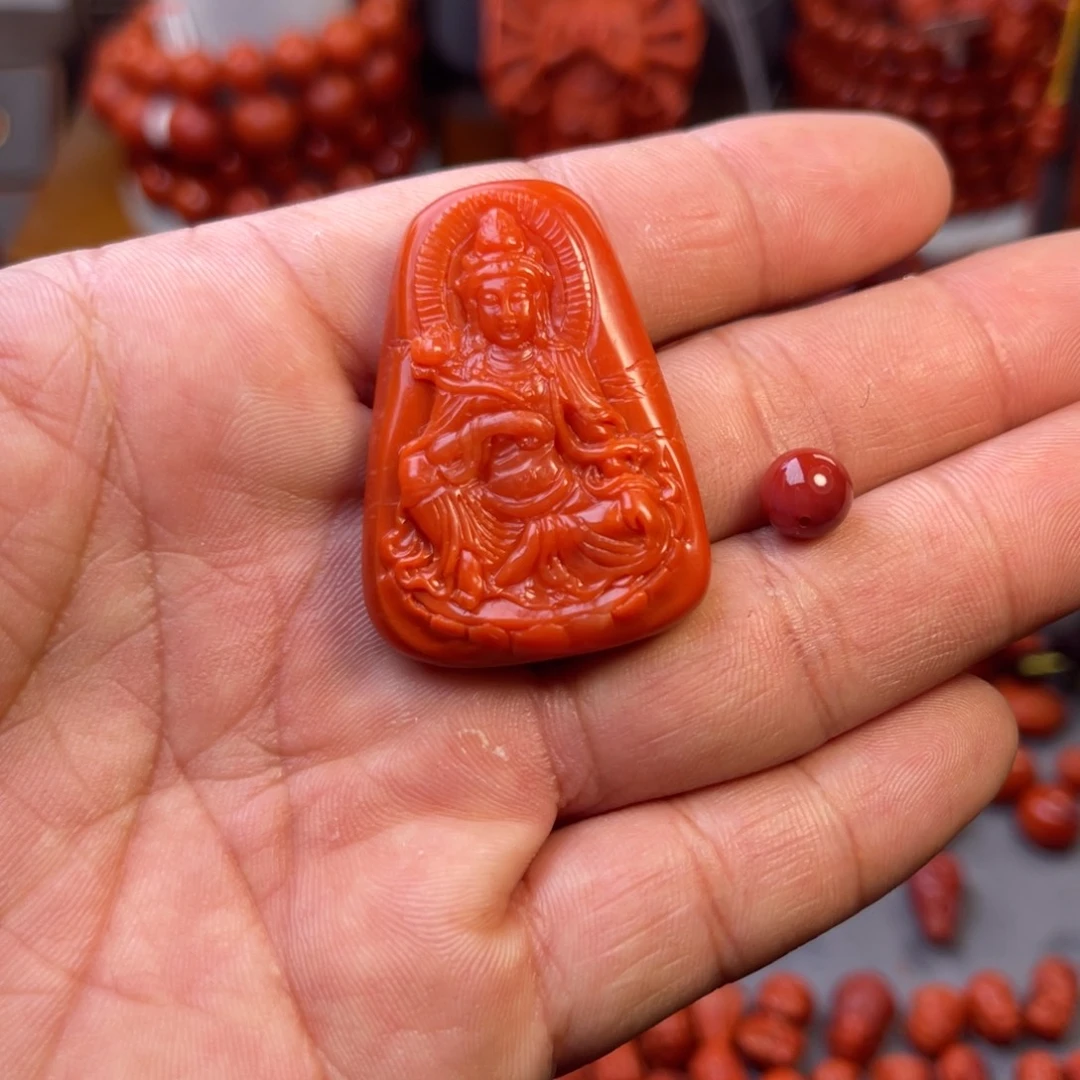 南红玛瑙未镶嵌保山精工观音吊坠