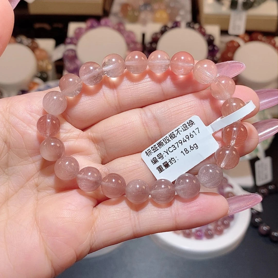 水晶手串未镶嵌君*粉紫兔毛